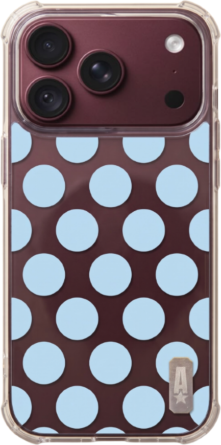 Funda pintada a mano Cielo Nocturno: fondo burgundy con lunares azul claro